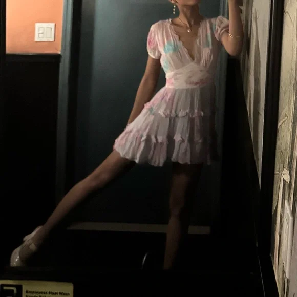 LoveShackFancy Spirea Floral Chiffon Mini Dress - Picture 7 of 7